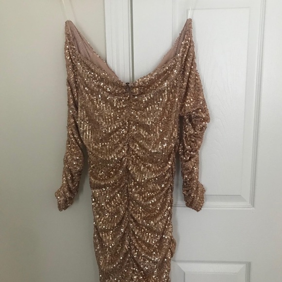 Zara Draped Sequin Dress (Salmon Color) - Picture 6 of 8
